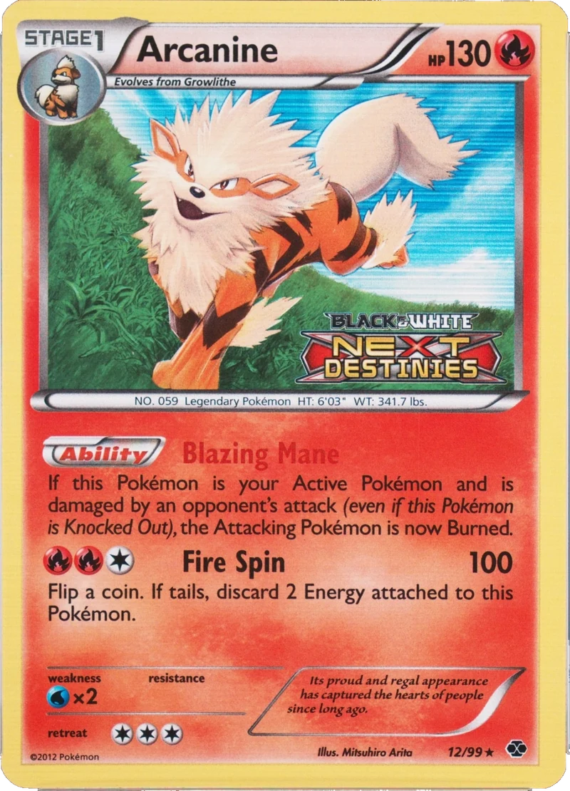 Arcanine 12/99, Next Destinies stamp, regular PSA placeholder