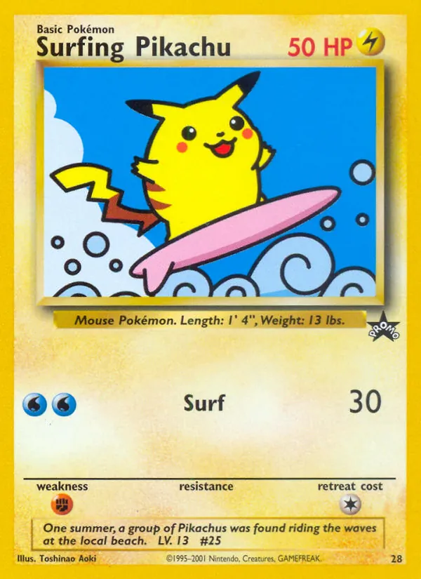 Surfing Pikachu #28, Standard print, TCGdex reference