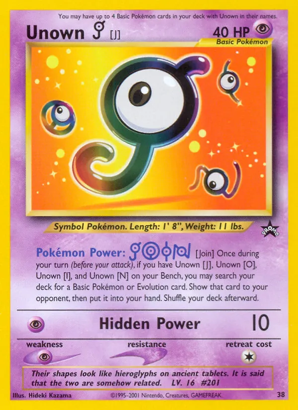 Unown [J] #38, Standard print, TCGdex reference