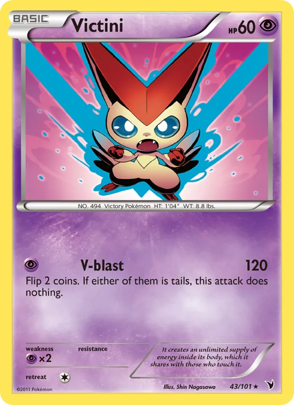 Victini 43/101, base reference; stamps unverified