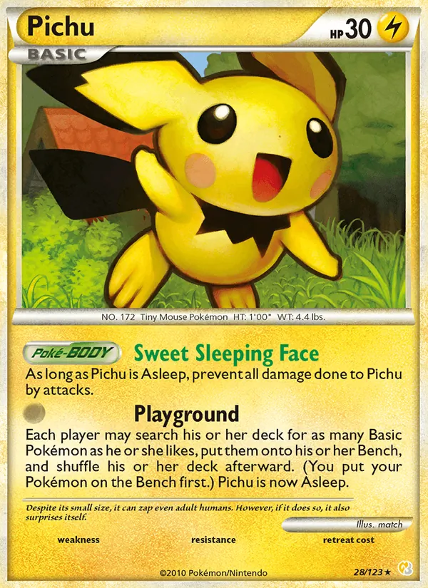 Pichu 28/123, base reference; stamps unverified