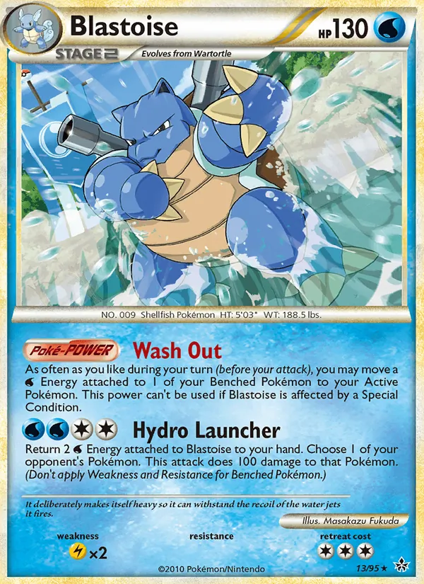 Blastoise 13/95, base reference; stamps unverified