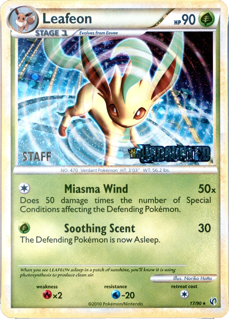 Leafeon 17/90, STAFF + Undaunted stamps, PSA placeholder