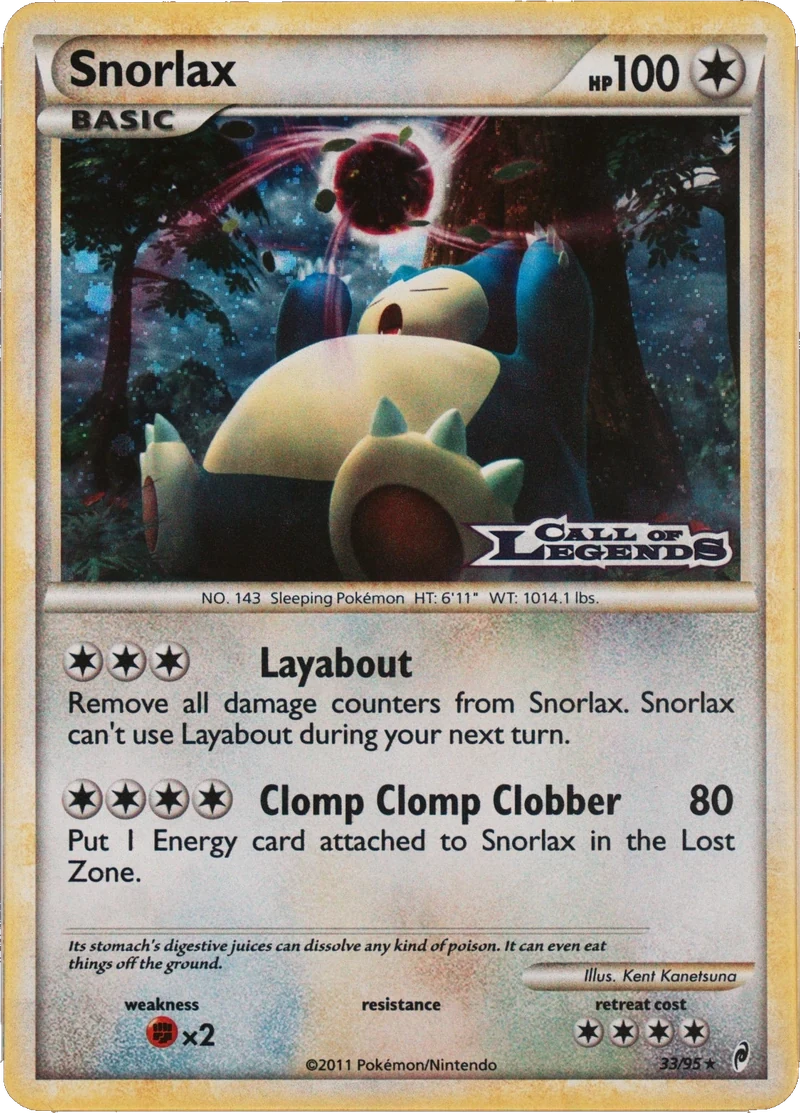 Snorlax 33/95, Call of Legends stamp, regular PSA placeholder