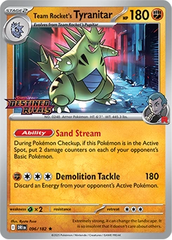 Team Rocket's Tyranitar 096/182, prerelease base reference scan