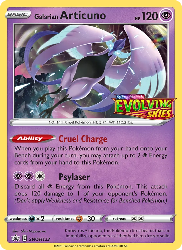 Galarian Articuno SWSH123, prerelease base reference scan