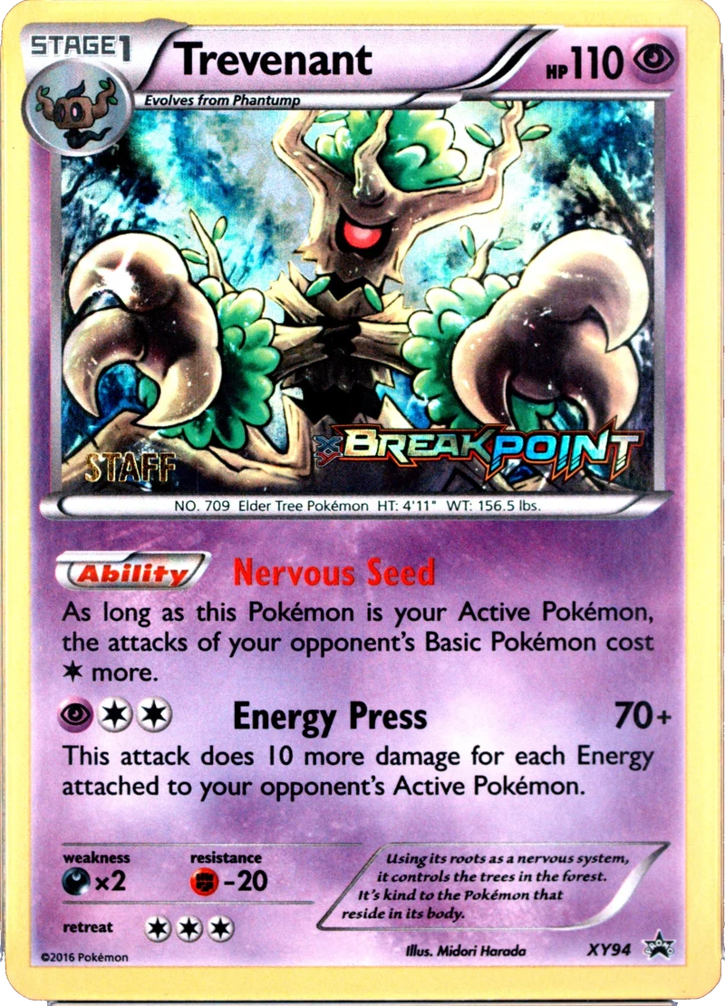 Trevenant XY94, STAFF + BREAKpoint stamps, PSA placeholder