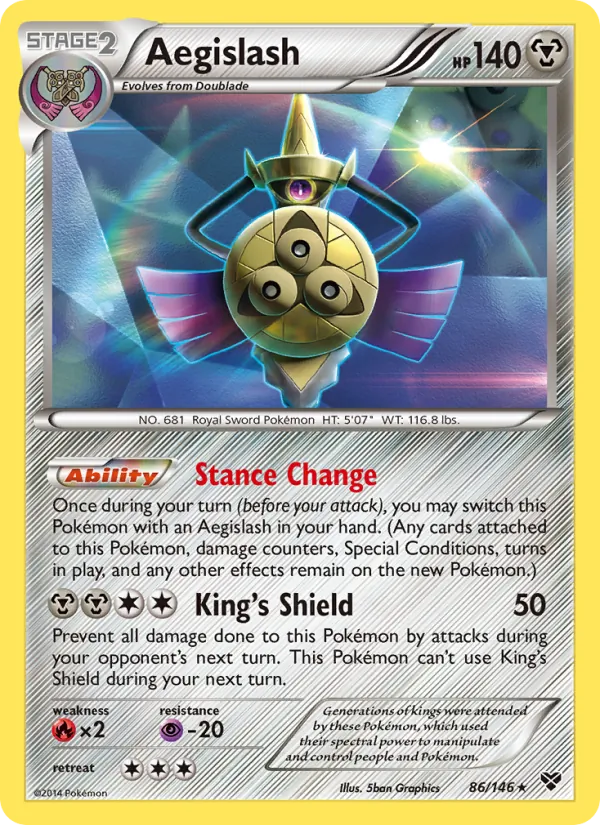 Aegislash 86/146, base reference; stamps unverified